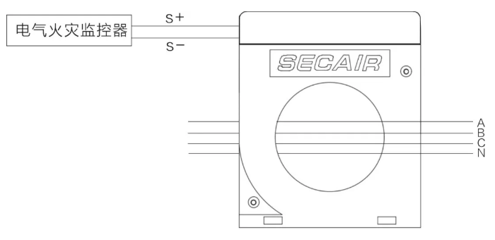 J-SCM41(160)剩余電流式<a href=http://www.drjh.com.cn/dianqihuozai/ target=_blank class=infotextkey>電氣火災監控</a>探測器接線圖